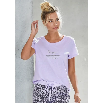 Abbildung von Lascana Tshirt print, Damen, Größe: 32/34, Violett