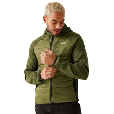 Abbildung von Regatta Newhill Hybrid Strickfleecejacke Herren mit Kapuze, Größe:3XL, Farbe:Oliv