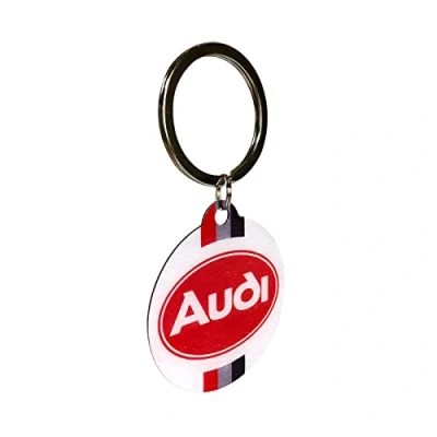 Abbildung von Nostalgic Art Retro Schlüsselanhänger, Ø 4 cm, Audi Logo Geschenk Idee für Zubehör Fans, aus Metall, Vintage Design