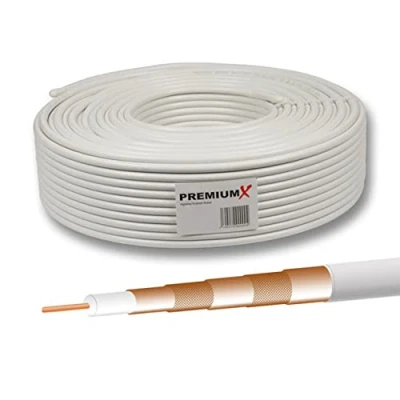 Abbildung von Premium X Deluxe PRO Vollkupfer Koaxial Kabel 135dB 5 Fach geschirmt 50 Meter SAT Antennenkabel CU Kupfer