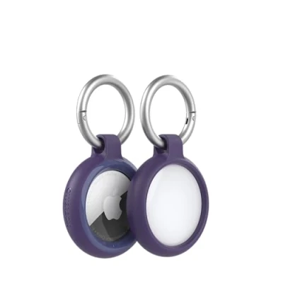 Abbildung von OtterBox Sleek Series Hülle für AirTag, stoßfeste, sturzsichere, robuste, dünne Schutzhülle Apple AirTags, inklusive Karabiner, Lila