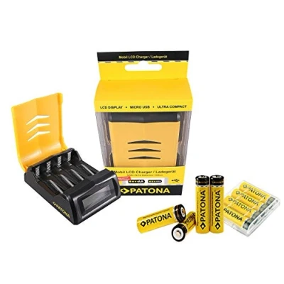Abbildung von 3in1 SET für die Nikon Coolpix A10 und B500 mit 8 Akkus (2200mAh) + Ladegerät LCD Display
