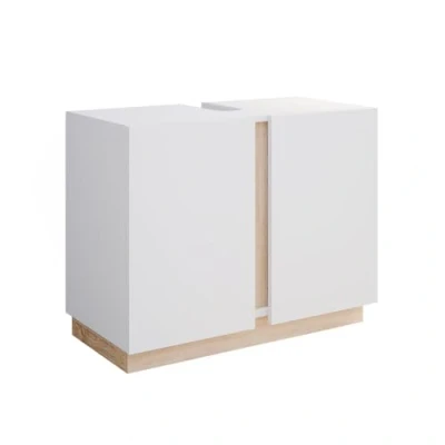 Abbildung von Vicco Waschbeckenunterschrank Gloria, Weiß/Sonoma, 70.4 x 55.5 cm mit 2 Türen