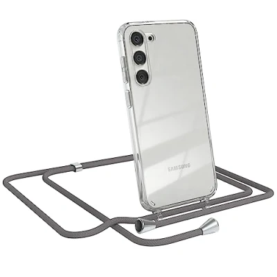 Abbildung von EAZY CASE Handykette kompatibel mit Samsung Galaxy S23 Plus Kette zum Umhängen für Hülle Band aus Silikon stoßfeste transparente Handyhülle als Fallschutz in Anthrazit