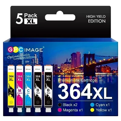 Abbildung von GPC IMAGE 364XL Multipack Kompatible für HP 364 Druckerpatronen Photosmart 5520 5510 5524 Deskjet 3520 Officejet 4622 6520 5515 7520 (5er Pack)