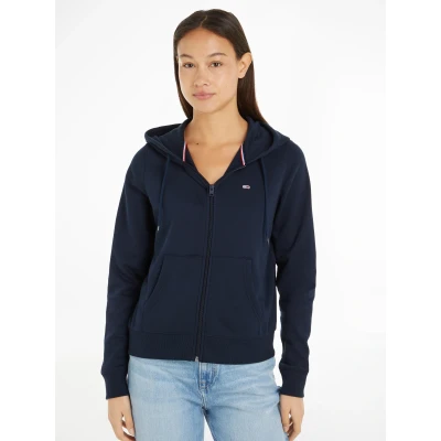 Abbildung von Tommy Jeans FLAG ZIP THRU Sweatjacke, Damen, Größe: 34, Dark night navy