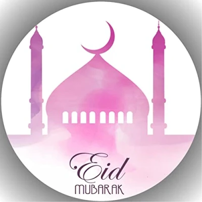 Abbildung von Fondant Tortenaufleger Tortenbild Geburtstag EID MUBARAK K3