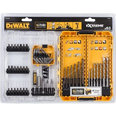 Abbildung von DeWalt 63 teiliges Betonbohrer EXTREME und HSS G Metallbohrerset 2 TOUGH CASE