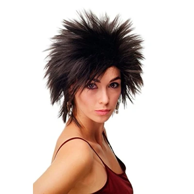 Abbildung von WIG ME UP TYW60473 4 Damenperücke Perücke Kurzhaarperücke kurz toupiert wilde Strähnen 80er Wave Punk dunkelbraun braun