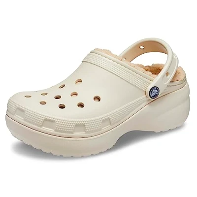 Abbildung von Crocs Classic Platform Lined Hausschuh, Damen, Größe: 34/35, Bone Kunststoff