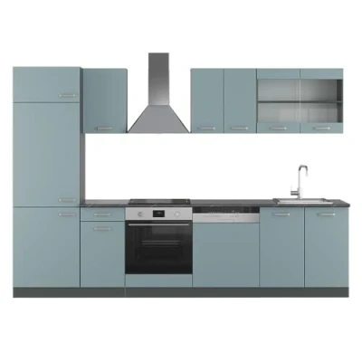 Abbildung von Vicco Küchenzeile R Line, Blau Grau/Anthrazit, 300 cm, AP Anthrazit