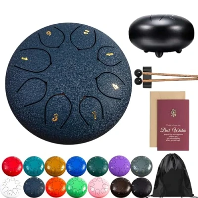 Abbildung von Rain Drum For Outside Garden, Steel Tongue Chime, 8 Note 6 Inch Chakra Rain, Metal Chimes Outside, Musical Education Entertainment Meditation Yoga Zen Gifts (M)