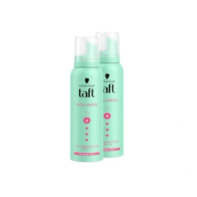 Abbildung von Schwarzkopf Taft Schaumfestiger Volumen (2x 150ml), Haltegrad 4, Haarschaum für feines Haar, volumengebendes Mousse, verhindert Föhnschäden, ohne zu verkleben, vegane Formel*
