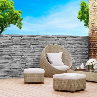 Abbildung von IDMarket Sichtschutz, blickdicht, 1,8 x 10 m, Motiv Stein, Grau, 160 g/m²