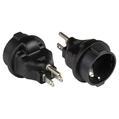 Abbildung von Good Connections Stromadapter Amerika/USA Netz Stecker Typ B (NEMA 5 15P) an Schutzkontakt Buchse F (CEE 7/3, gerade) Reiseadapter/Steckdosenadapter/Netzadapter SCHWARZ, PA 4502S