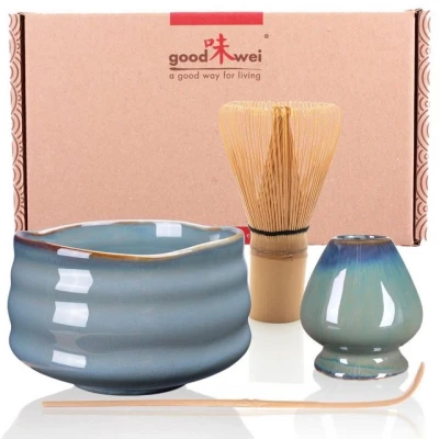 Abbildung von Goodwei Teeservice Matcha Teezeremonie Set &quot;Menouseki&quot; mit Schale, Besen und Besenhalter (4 tlg), 1 Personen, Keramik