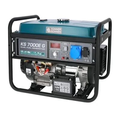 Abbildung von Könner &amp; Söhnen Stromerzeuger KS 7000E G, 5,50 in kW, (4 Takt, Kupfer,Steckdosen 1x16A (230V),1x32A (230V), 1 tlg., E Start, Automatischer Spannungsregler), Spannungsregler, Anzeige (Volt, Hz)