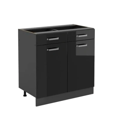 Abbildung von Vicco Unterschrank R Line, Schwarz Hochglanz/Anthrazit, 80 cm ohne Arbeitsplatte