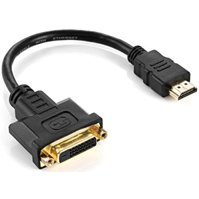 Abbildung von POPPSTAR HDMI Stecker auf DVI Buchse (Adapter 19 Pin 24+1 D), vergoldete Kontakte, 12 cm Kabel