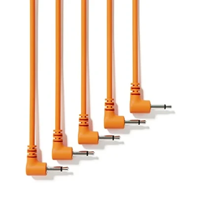 Abbildung von ExcelValley 5 Pack Rechtwinkliger Mono Modular Patchkabel 3,5mm 1/8&quot; Eurorack Synthesizer [Orange 200 cm 78,74&quot;]