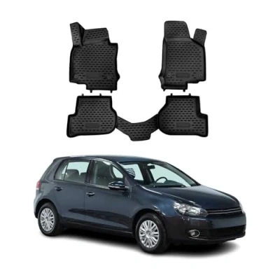 Abbildung von OMAC Gummimatten Fußmatten kompatibel mit VW Golf Mk6 2008 2013 TPE Automatten Schwarz 4X