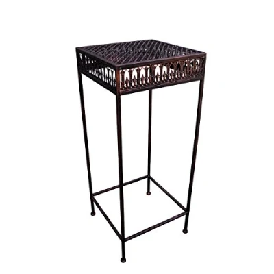 Abbildung von PrimoLiving Metall Blumenhocker/Beistelltisch Shabby Antik Look braun eckig (M (P 866))