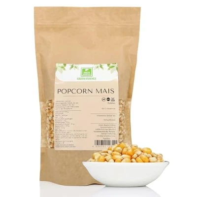 Abbildung von Popcornmais 1 kg von der Grünen Essenz Popcorn ungesüsst und ungesalzen köstlicher Mais Snack Kinopopcorn für die Popcornmaschinen Maiskörner 1000g (1 Kg)