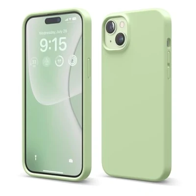 Abbildung von elago Schutzhülle aus Flüssigsilikon, kompatibel mit iPhone 15 Plus, Premium Qualität, Rundumschutz [stoßfeste Struktur 4 Schichten], weiches Mikrofaserfutter, Kratzfest (Pastellgrün)
