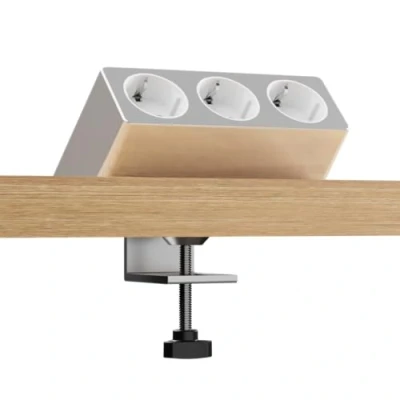 Abbildung von kalb Luxor 3 Fach Steckdose, EU Schutzkontakt, 2m Kabel, Tischklemme, Untertischmontage, Bürosteckdose, Mehrfachsteckdose Tisch, 230VAC, Schreibtischsteckdose, Flexibel montierbar, Kabelmanagement,