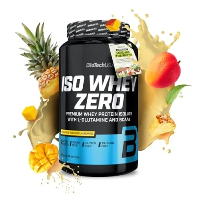 Abbildung von BioTechUSA Iso Whey Zero Premium Protein Isolate Grass Fed Enzyme Free Sugar and Gluten free, 908g, Ananas Mango