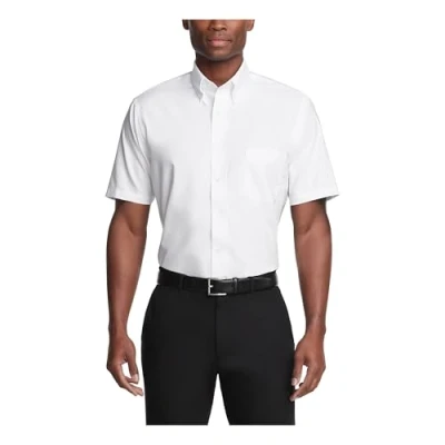 Abbildung von Van Heusen Herrenhemd, kurzärmelig, Normale Passform, Oxford Gewebe, Weiss/opulenter Garten, 16.5&quot; 17&quot; Neck