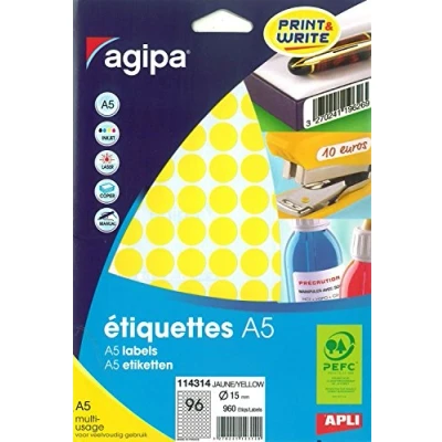 Abbildung von agipa 114314 Markierungspunkte, Durchmesser: 15 mm, rund, gelb