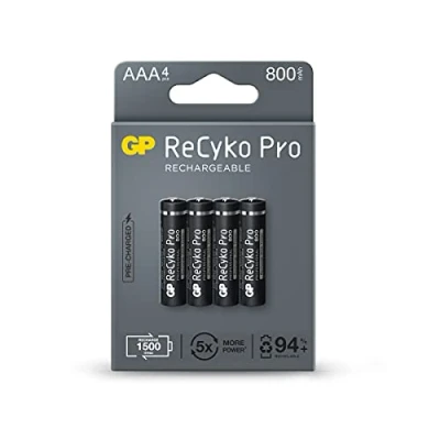 Abbildung von GP TONER Battery ReCyko+ AAA Nickel Metall Hydrid 800mAh 1.2V Wiederaufladbare Batterie, 12585AAAHCB UC4, Mehrfarbig