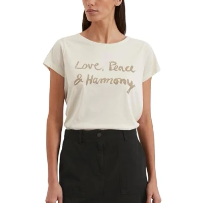 Abbildung von Marc O&#039;Polo Regular AUS Leichtem Single Tshirt print, Damen, Größe: Large, Natural cotton