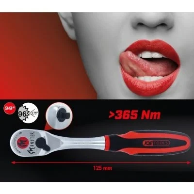 Abbildung von KS TOOLS 935.3890 Umschaltknarre 96 10 (3/8&quot;) 198 Chrom Vanadium Stahl