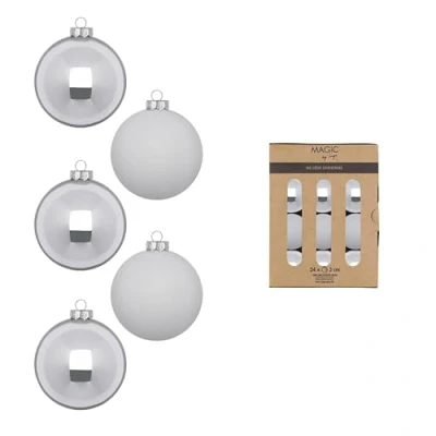 Abbildung von Weihnachtskugeln Glas 3cm 24 Stück matt &amp; glänzend Mini Christbaumkugeln Weihnachtsbaumkugeln für Weihnachten Christbaumschmuck Weihnachtsbaumschmuck Silber Hellgrau Snowy Clouds