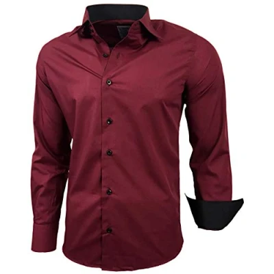 Abbildung von BAXBOY Langarmhemd Kentkragen Businesshemd Slim Fit Hemd mit farblich abgesetzten
