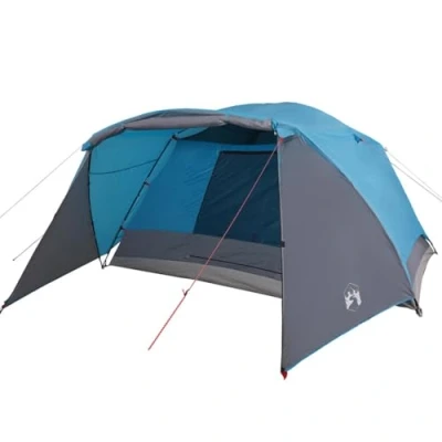 Abbildung von vidaXL Familienzelt, Trekkingzelt mit Vorzelt Insektenschutz, Zelt für Outdoor Camping Wandern, Campingzelt 6 Personen Wasserdicht, Blau