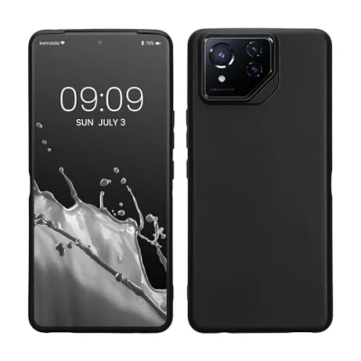 Abbildung von kwmobile Hülle kompatibel mit ASUS ROG Phone 8 Pro weiches TPU Silikon Case Cover geeignet für kabelloses Laden Schwarz matt