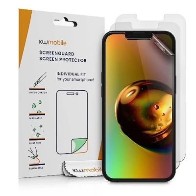 Abbildung von kwmobile 3X Folie matt kompatibel mit Apple iPhone 13 / 14 Displayschutzfolie Schutzfolie Displayschutz Displayfolie entspiegelt
