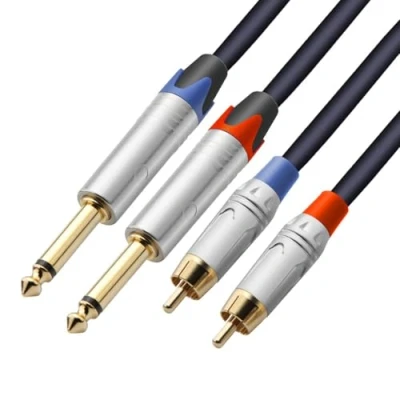 Abbildung von Tisino Cinch auf Klinke 6,3, 2x Grosse Mono Audio Kabel für AV Receiver, Verstärker, HiFi Stereo System, Heimkino System 1M