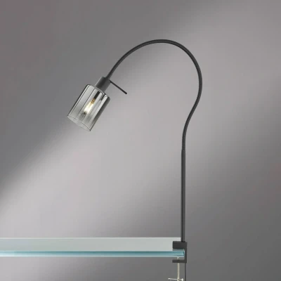 Abbildung von Fischer &amp; HonselKlemmleuchte, IskasandschwarzGlasrauchfarben zu klarB: 8,50 cm, H: 65,00 Ausl. Wand: 50,00 cmSchnurschalter1x E14 max. 10,0 Watt30441