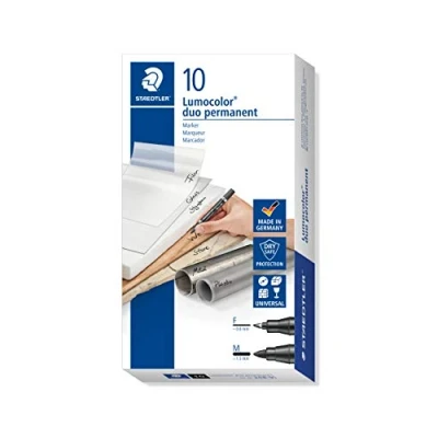 Abbildung von STAEDTLER Lumocolor 348 9 Zweispitzmarker permanent, 10 Stück, schwarz
