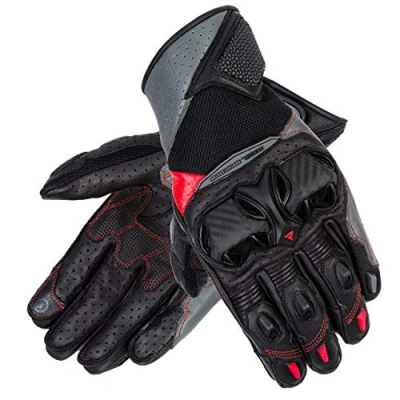 Abbildung von REBELHORN Flux II Leder Motorradhandschuhe für Herren Hochwertiges Ziegenleder SAS TEC und Superfabric Panels Belüftung Touchscreen Friendly Pads