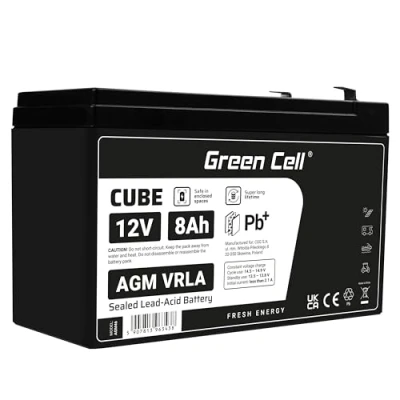 Abbildung von Green Cell® AGM 12V 8Ah Akku Vlies Batterie VRLA Blei Bleiakku Ersatzakku Akkubatterie Versorgungsbatterie Zyklenfest Wartungsfrei für Elektro Spielzeug Alarm Notstrom USV UPS