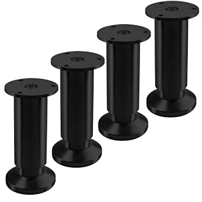 Abbildung von 4 Stück Möbelfüße TERRA Höhe 120 mm Schwarz eloxiert Tischbeine höhenverstellbar bis max. 15 mm, belastbar 250 kg/je Fuß von SOTECH