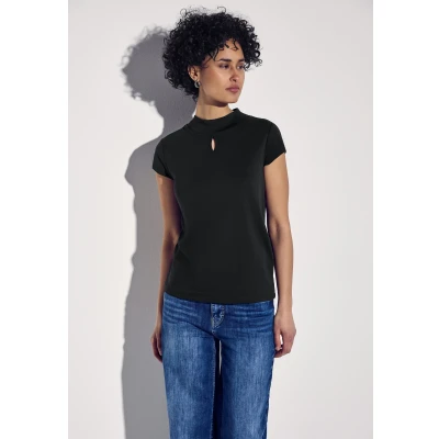 Abbildung von Street One MIT Dezentem Cutout Tshirt basic, Damen, Größe: 44, Schwarz