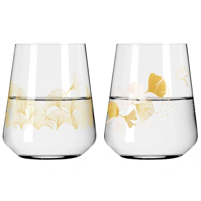 Abbildung von RITZENHOFF 3981003 Universalglas 2er Set 500 ml Sparkle Allround Softdrink Glas mit Ginko Motiv Made in Germany