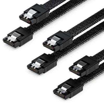 Abbildung von deleyCON 3x 30cm SATA 3 Kabel Nylon Set 6 Gbit/s 2 L Stecker Gerade Computer