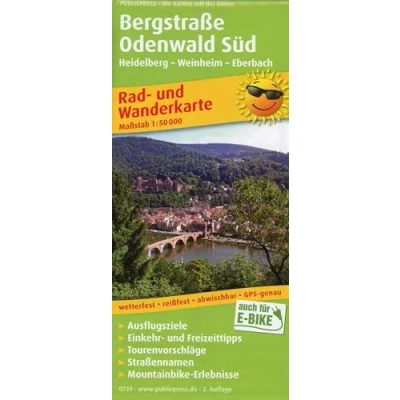 Abbildung von Bergstraße Odenwald Süd, Heidelberg Weinheim Eberbach: Rad und Wanderkarte mit Ausflugszielen, Einkehr &amp; Freizeittipps, wetterfest, reißfest, ... 1:50000 (Rad Wanderkarte: RuWK)